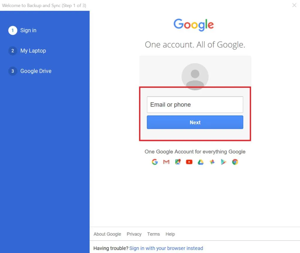 Google Backup and Sync