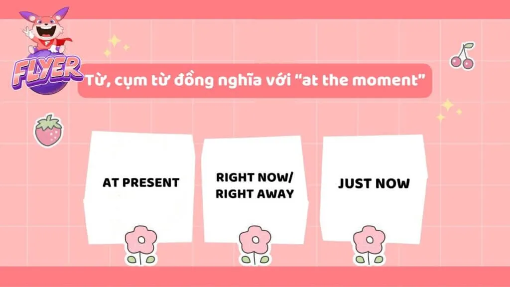 Từ, cụm từ đồng nghĩa với “at the moment”